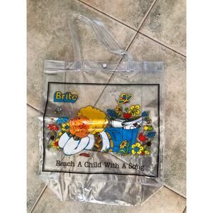 Vtg Vinyl Brite Brand Clear Tote Bag “Reach A Child With A Song” Snap Close